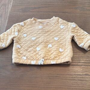 Carter's Tan Quilted Sweatshirt with White Heart Accents